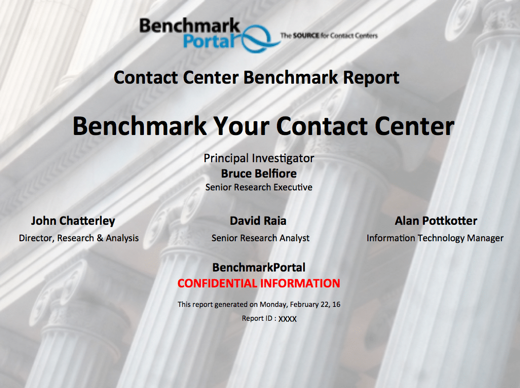 Contact Center Benchmark Report BenchmarkPortal